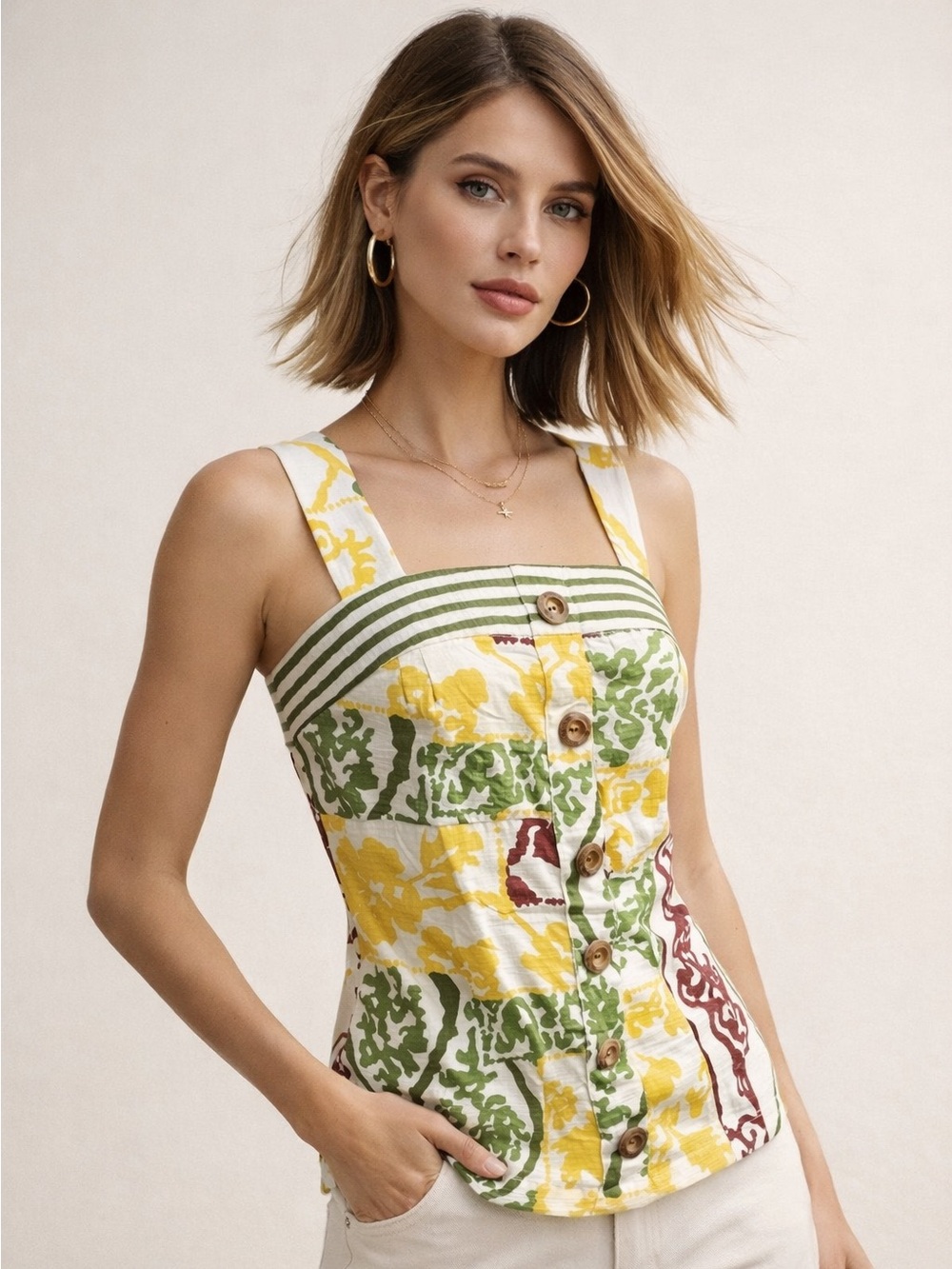 Tori Richard of Honolulu NWOT Designer Adjustable Strap Sun Top Size 8
